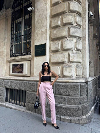 Yonca Moda Evi PAÇASI CIRTLI PANTOLON - Pudra