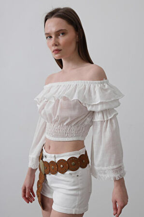 Yonca Moda Evi Bluz - Beyaz