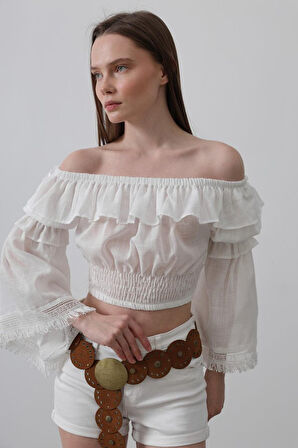 Yonca Moda Evi Bluz - Beyaz