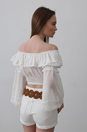 Yonca Moda Evi Bluz - Beyaz