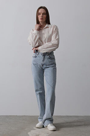 Yonca Moda Evi Düz Kesim Denim - Mavi
