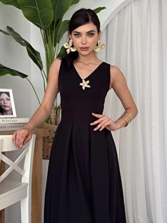 Yonca Moda Evi Late Yıldız Detaylı Elbise