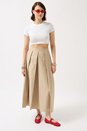 Yonca Moda Evi Likralı Basic Crop T-Shirt