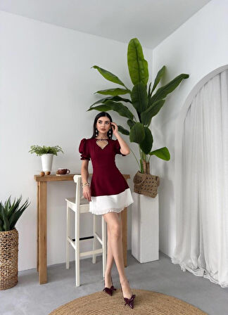 Yonca Moda Evi Safe Kalp Detaylı Elbise