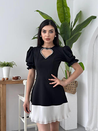 Yonca Moda Evi Safe Kalp Detaylı Elbise