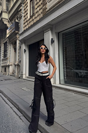 Yonca Moda Evi GABARDİNKARGO PANTOLON - Siyah