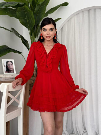 Yonca Moda Evi Osıes Fırfırlı Elbise