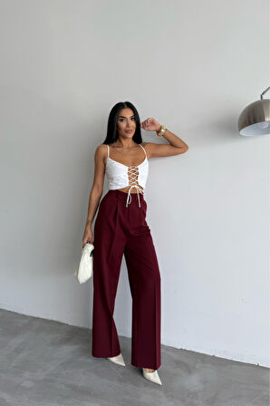 Yonca Moda Evi PALAZZO PANTOLON - Bordo