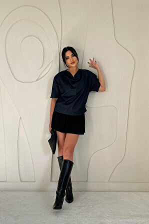 Yonca Moda Evi Mavi Kot Bluz