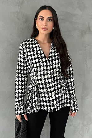 Yonca Moda Evi Ekru Arka Fiyonk Detaylı Ceket