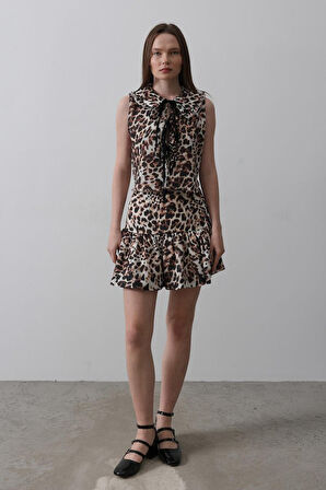 Yonca Moda Evi Leopar Desen Mini Etek - Leopar