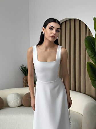 Yonca Moda Evi Neapolitan Askılı Elbise
