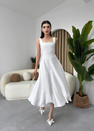 Yonca Moda Evi Neapolitan Askılı Elbise