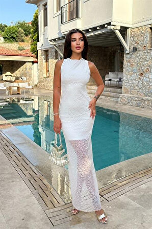 Yonca Moda Evi Edna Sırt Dekolteli Dantel Elbise 2778