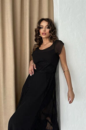 Yonca Moda Evi Archernar Şifon Tül Elbise 2704-8