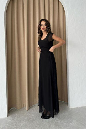 Yonca Moda Evi Archernar Şifon Tül Elbise 2704-8