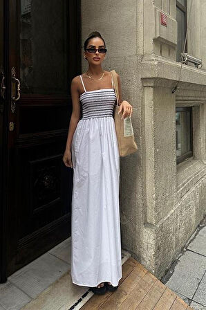 Yonca Moda Evi Diaz Nakış Detay Askılı Elbise 2565-8