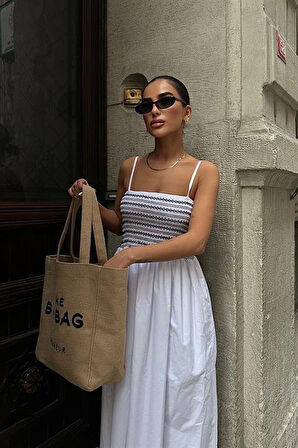 Yonca Moda Evi Diaz Nakış Detay Askılı Elbise 2565-8