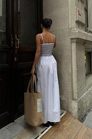 Yonca Moda Evi Diaz Nakış Detay Askılı Elbise 2565-8
