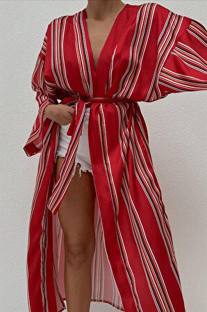 Yonca Moda Evi Lucinda Çizgili Kimono 5014-04
