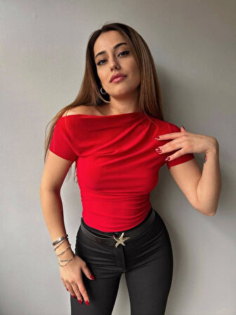 Yonca Moda Evi Kadın Sandy Kumaş Düşük Omuz Bluz