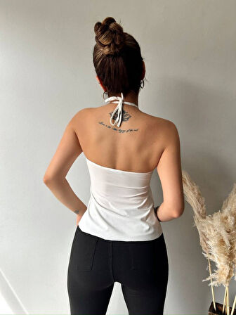 Yonca Moda Evi Kadın Halter Bağcık Detay Gloplu Bluz