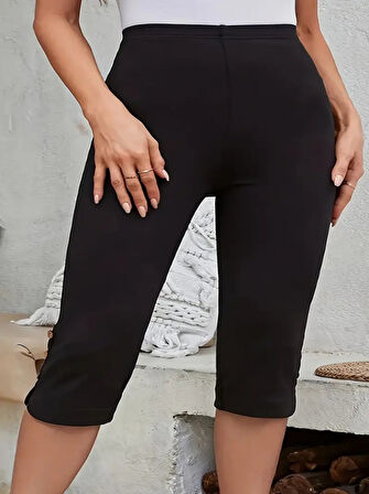 Yonca Moda Evi Kadın Yüksek Bel Yanlardan Düğmeli Kısa Ithal Krep Pantolon
