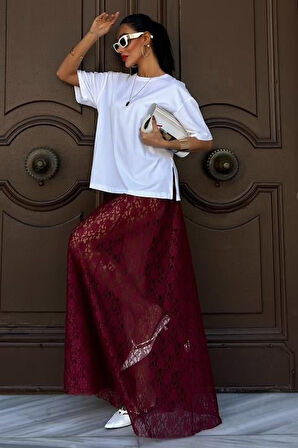 Yonca Moda Evi Maxi Dantel Etek 4047