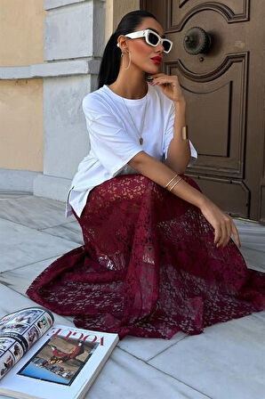 Yonca Moda Evi Maxi Dantel Etek 4047