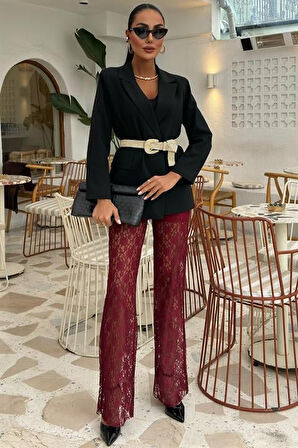Yonca Moda Evi İçi Astarlı Dantel Pantolon 0081
