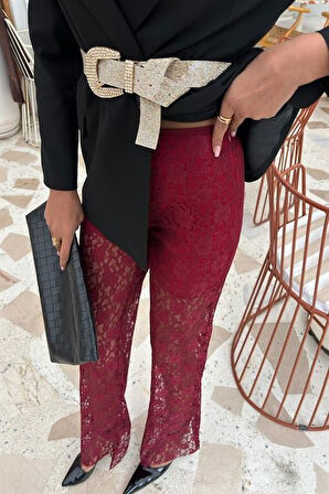 Yonca Moda Evi İçi Astarlı Dantel Pantolon 0081