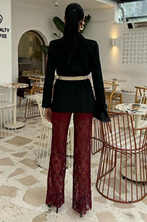 Yonca Moda Evi İçi Astarlı Dantel Pantolon 0081