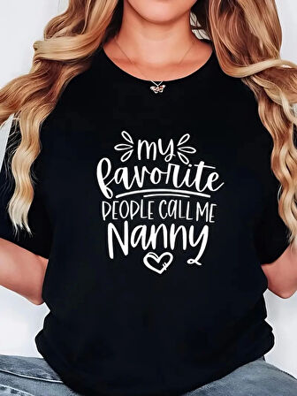 Yonca Moda Evi Baskılı Oversize Bisiklet Yaka T-shirt - Siyah