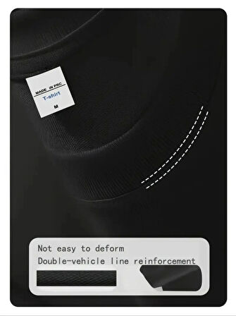 Yonca Moda Evi Baskılı Oversize Bisiklet Yaka T-shirt - Siyah