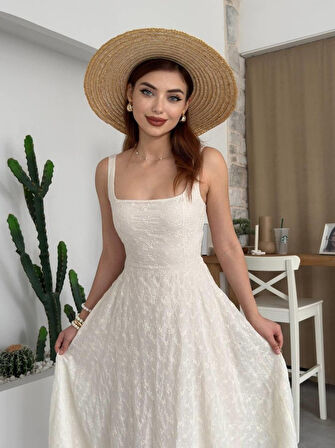 Yonca Moda Evi Cuper Çiçek Detaylı Elbise