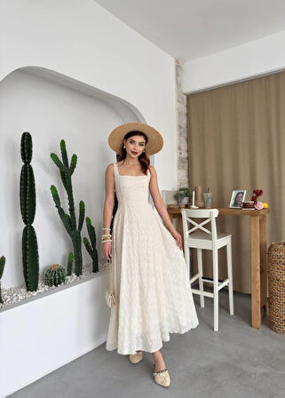 Yonca Moda Evi Cuper Çiçek Detaylı Elbise
