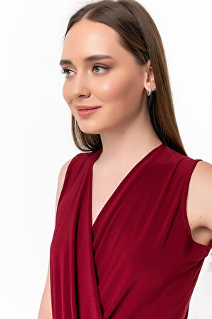 Yonca Moda Evi Kadın Sendy Kumaş Kruvaze Yaka Vatkalı Bluz