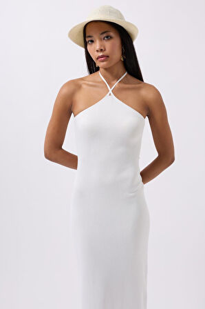 Yonca Moda Evi Çapraz Askılı Maxi Elbise