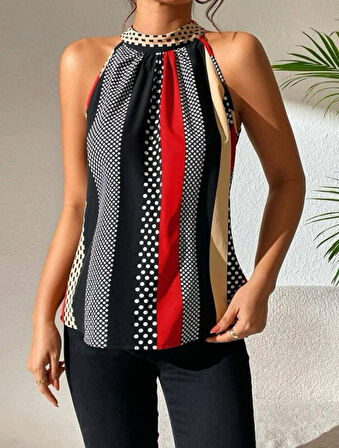 Yonca Moda Evi Kadın Yarım Balıkçı Yaka Kolsuz Mikro Bluz