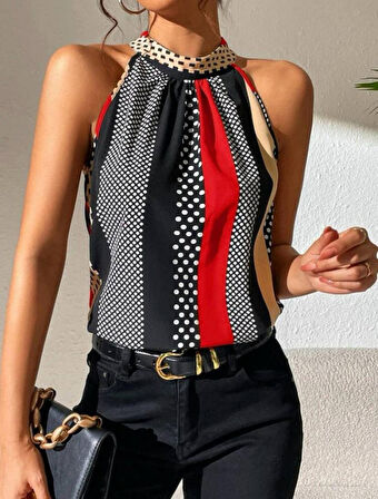 Yonca Moda Evi Kadın Yarım Balıkçı Yaka Kolsuz Mikro Bluz