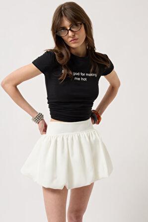 Yonca Moda Evi Balon Detay Mini Etek