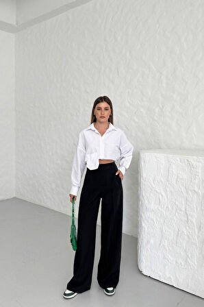 Yonca Moda Evi Yüksek Bel Pensli̇ Palazzo Pantolon