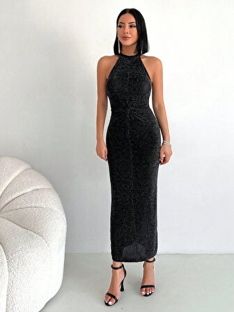 Yonca Moda Evi Simli Buzi Elbise