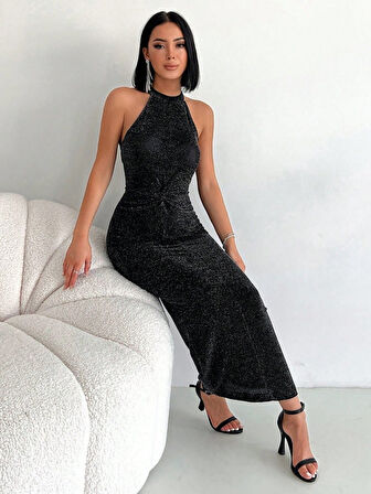 Yonca Moda Evi Simli Buzi Elbise