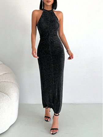Yonca Moda Evi Simli Buzi Elbise