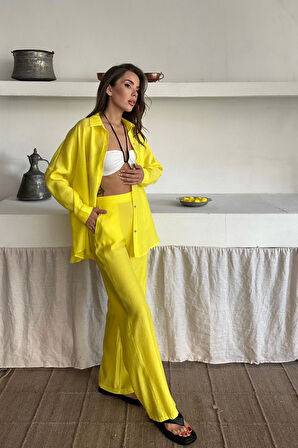 Yonca Moda Evi GÖMLEK - PANTOLON TAKIM - Sarı