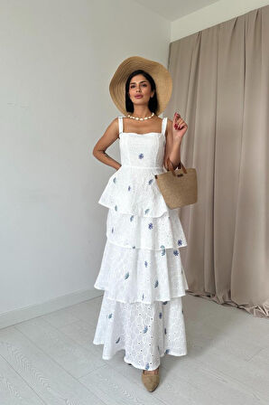 Yonca Moda Evi Lila Kat Kat Arkası Bağlamalı Elbise