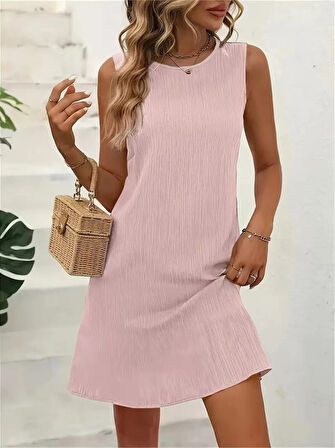 Yonca Moda Evi Kadın Sıfır Kollu Bisiklet Yaka Bürümcük Elbise