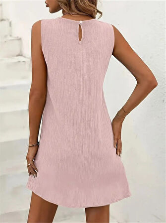 Yonca Moda Evi Kadın Sıfır Kollu Bisiklet Yaka Bürümcük Elbise