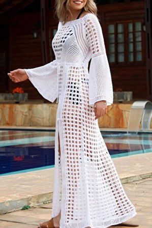 Yonca Moda Evi Kadın Yarasa Kol Triko Maxi Boy Pareo